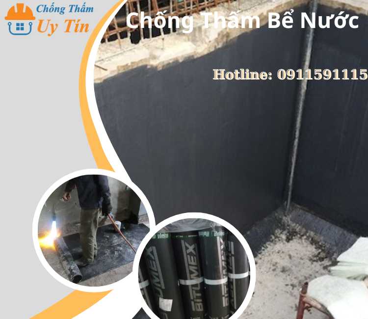 chống thấm bể nước bằng màng khò nóng