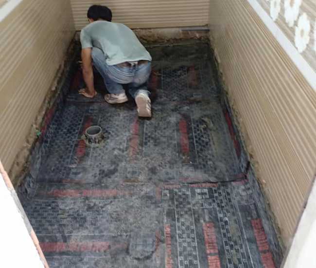 chống thấm nhà vệ sinh tầng 2 bằng màng chống thấm